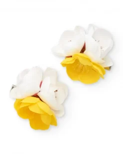 Barrettes pour fille avec pétales blancs et jaunes