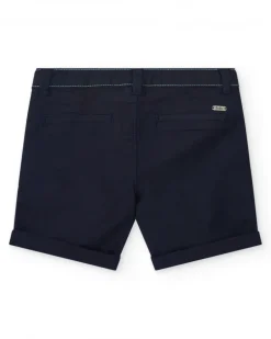Bermuda bleu marine pour garçon avec ourlet retroussé