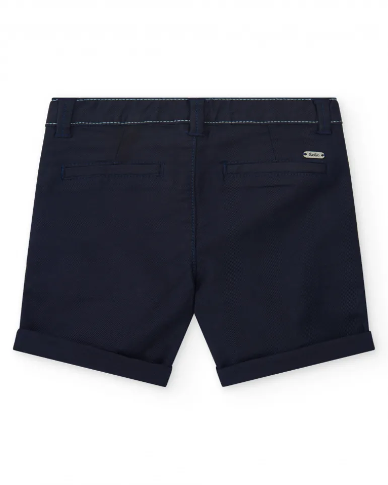 Bermuda bleu marine pour garçon avec ourlet retroussé