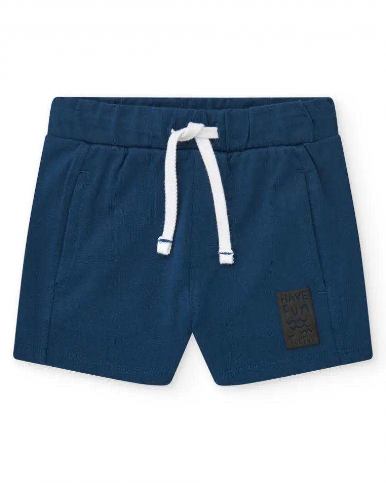 Bermuda bleue pour garçon avec taille ajustable et imprimé