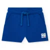 Bermuda bleue pour garçon avec taille ajustable et écusson brodé