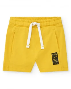 Bermuda jaune pour garçon avec cordon ajustable et poches
