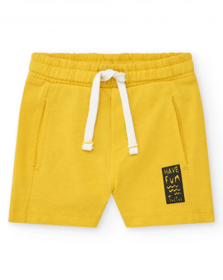 Bermuda jaune pour garçon avec cordon ajustable et poches