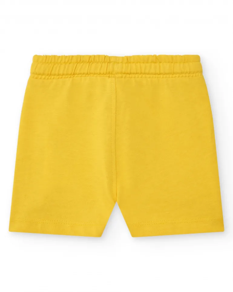 Bermuda jaune pour garçon avec cordon ajustable et poches