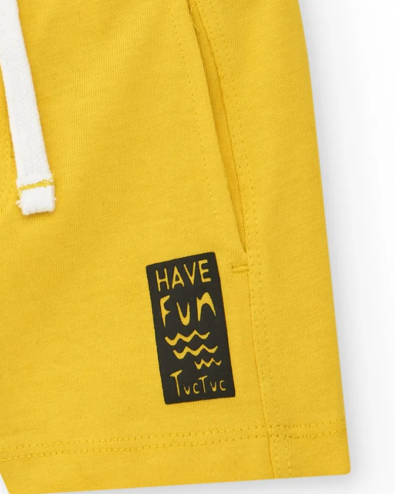 Bermuda jaune pour garçon avec cordon ajustable et poches