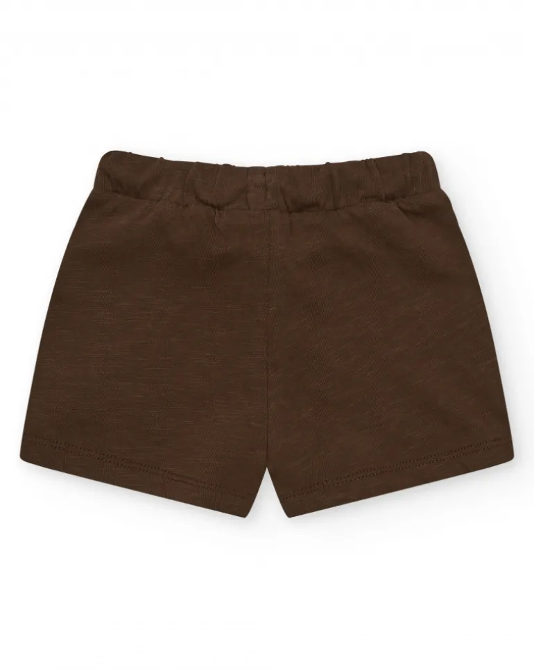 Bermuda marron pour garçon avec taille élastique