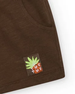 Bermuda marron pour garçon avec taille élastique