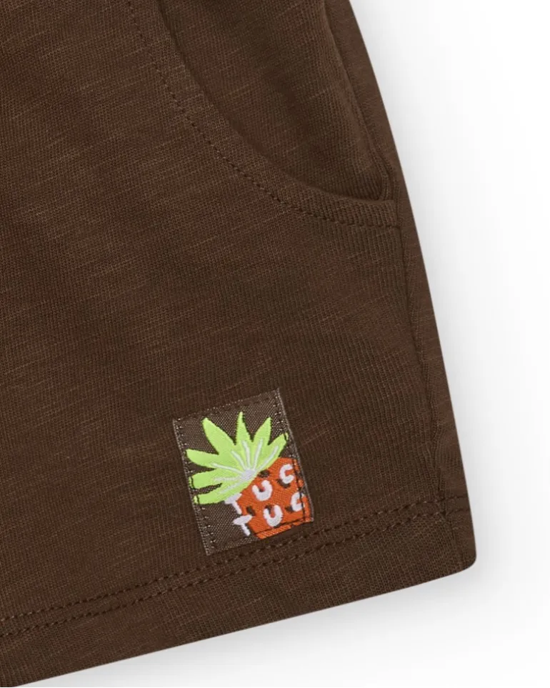 Bermuda marron pour garçon avec taille élastique