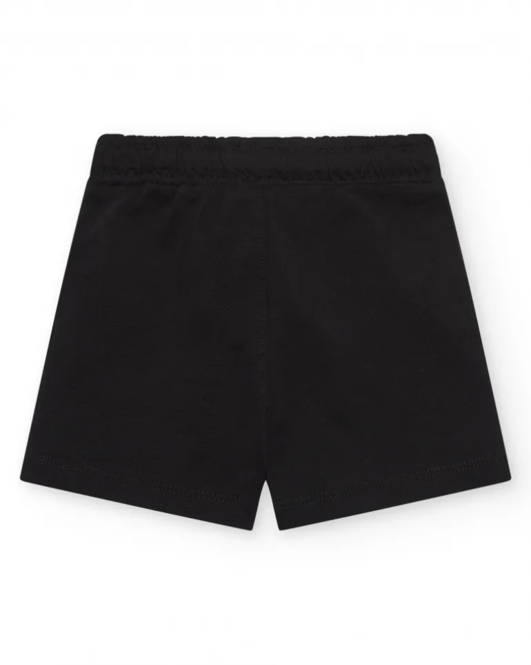 Bermuda noire pour garçon avec cordon blanc ajustable