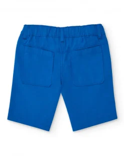 Bermuda para niño en azul eléctrico con estampado de palmera