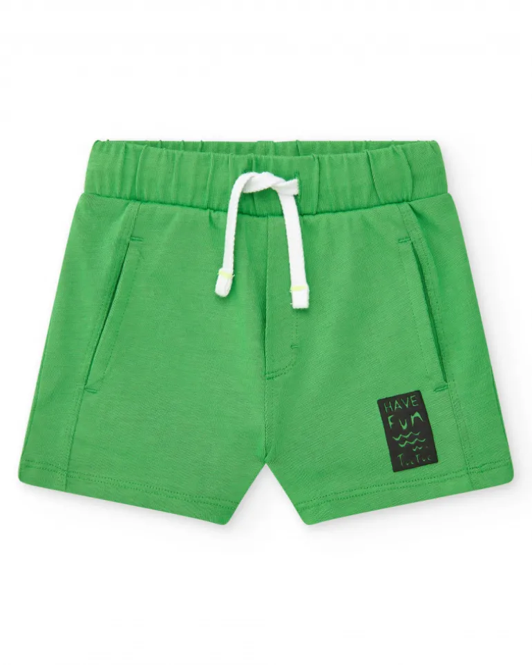 Bermuda verte pour garçon avec phrase "Have Fun"