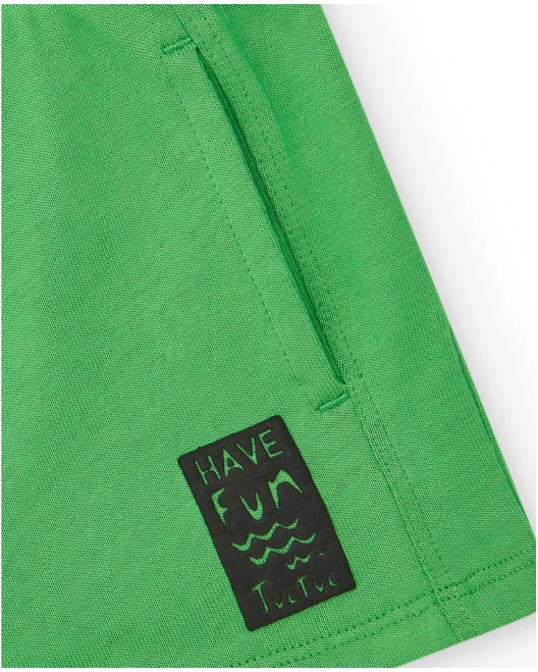 Bermuda verte pour garçon avec phrase "Have Fun"