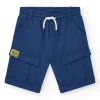 Bermudas pour garçon en bleu marine avec poches et taille élastique.