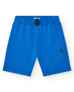 Bermudas pour garçon en bleu avec taille ajustable et poches.
