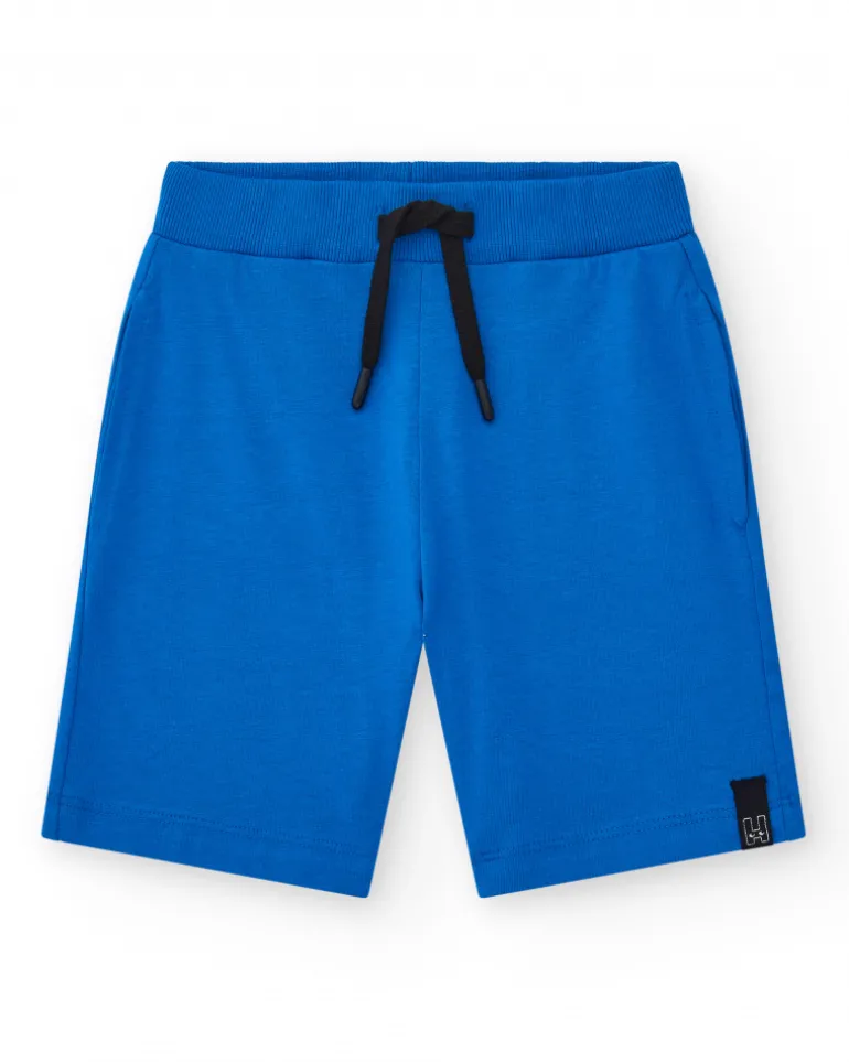 Bermudas pour garçon en bleu avec taille ajustable et poches.