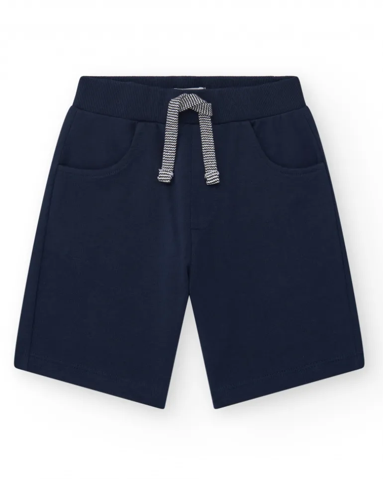 Bermudas pour garçon en bleu marine avec taille ajustable et poches
