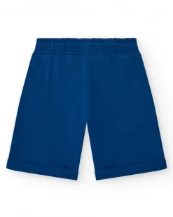 Bermudas pour garçon en bleu marine avec taille ajustable et poches.