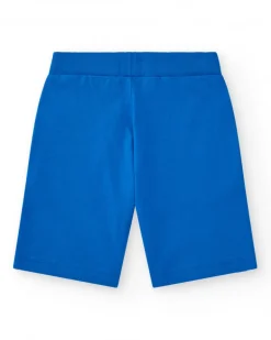 Bermudas pour garçon en bleu avec taille ajustable et poches.