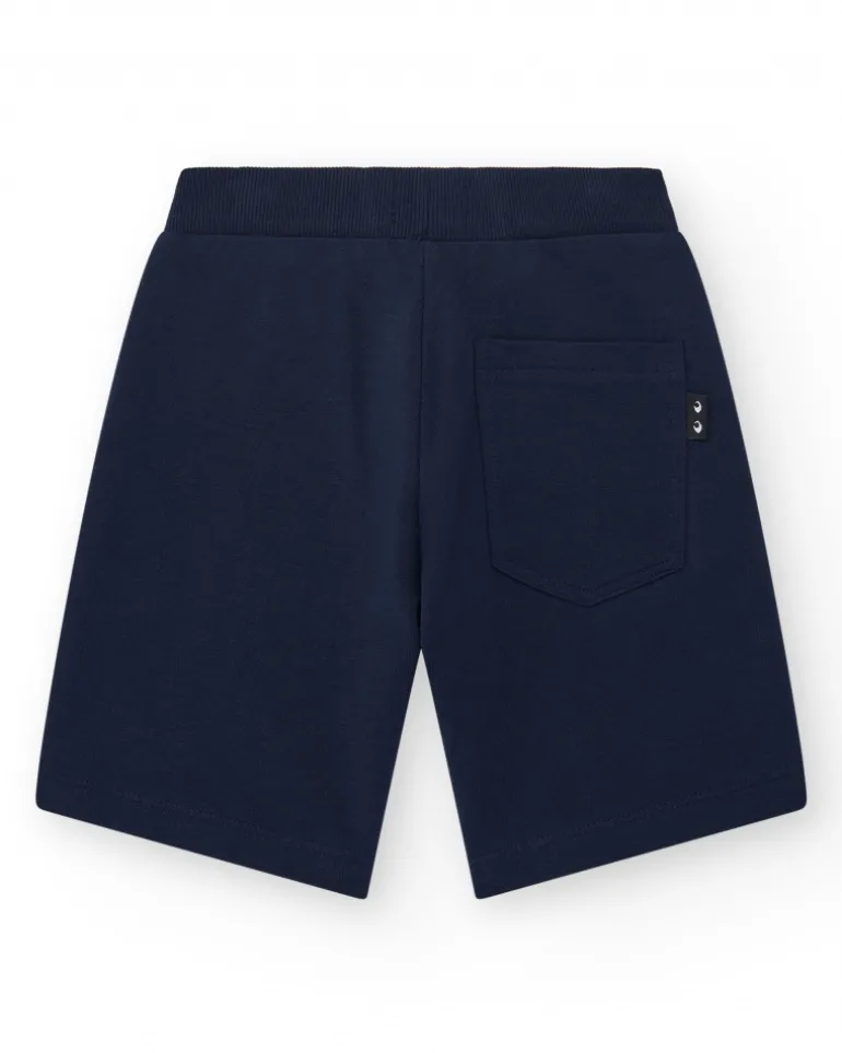 Bermudas pour garçon en bleu marine avec taille ajustable et poches