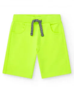 Bermudas pour garçon en jaune avec taille ajustable et poches
