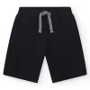Bermudas pour garçon en noir avec taille ajustable et poches.