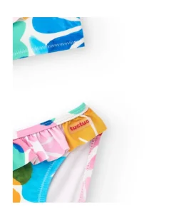 Bikini bleu pour fille avec imprimé floral et volants