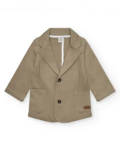 Blazer beige pour garçon avec fermeture à deux boutons et poches
