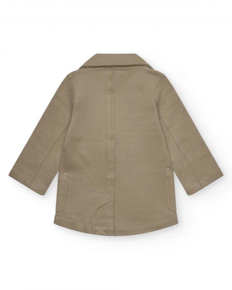 Blazer beige pour garçon avec fermeture à deux boutons et poches