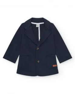 Blazer bleu marine pour garçon avec fermeture à deux boutons