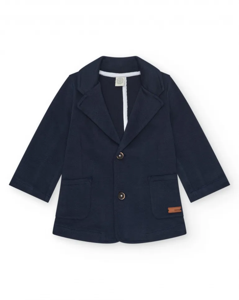 Blazer bleu marine pour garçon avec fermeture à deux boutons