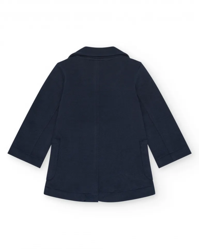 Blazer bleu marine pour garçon avec fermeture à deux boutons