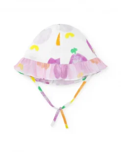Bonnet plat pour fille couleur blanche