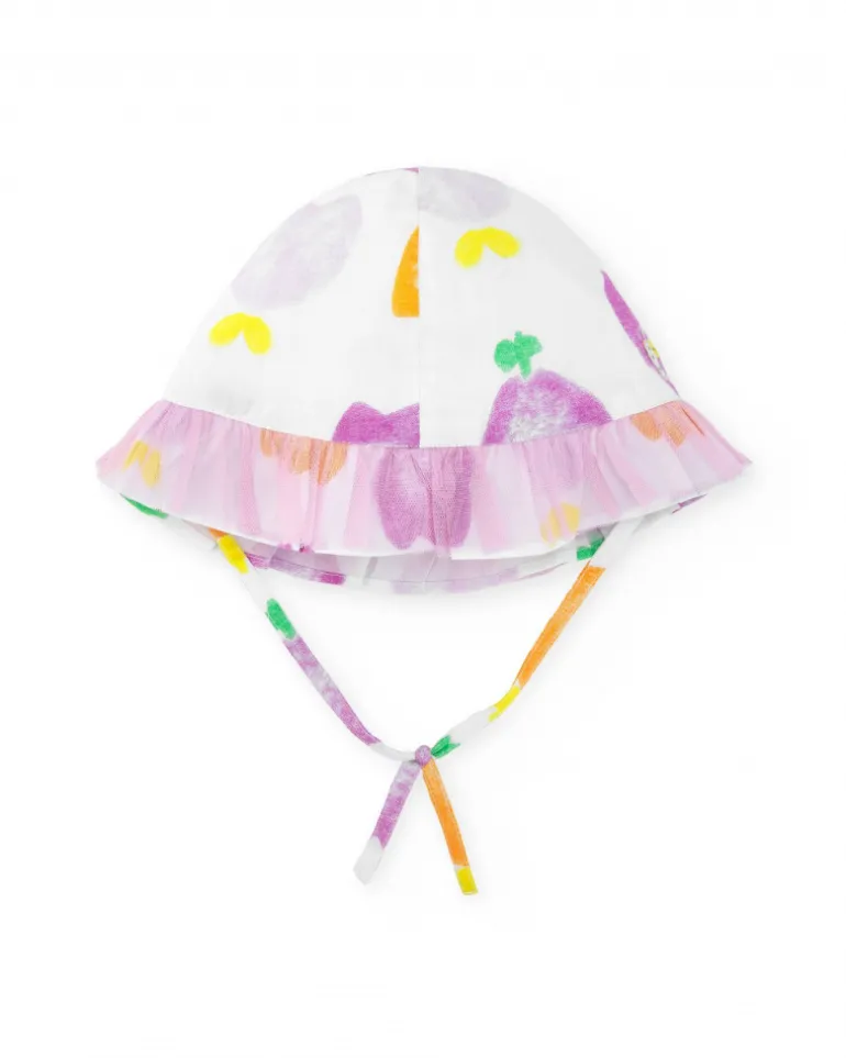 Bonnet plat pour fille couleur blanche