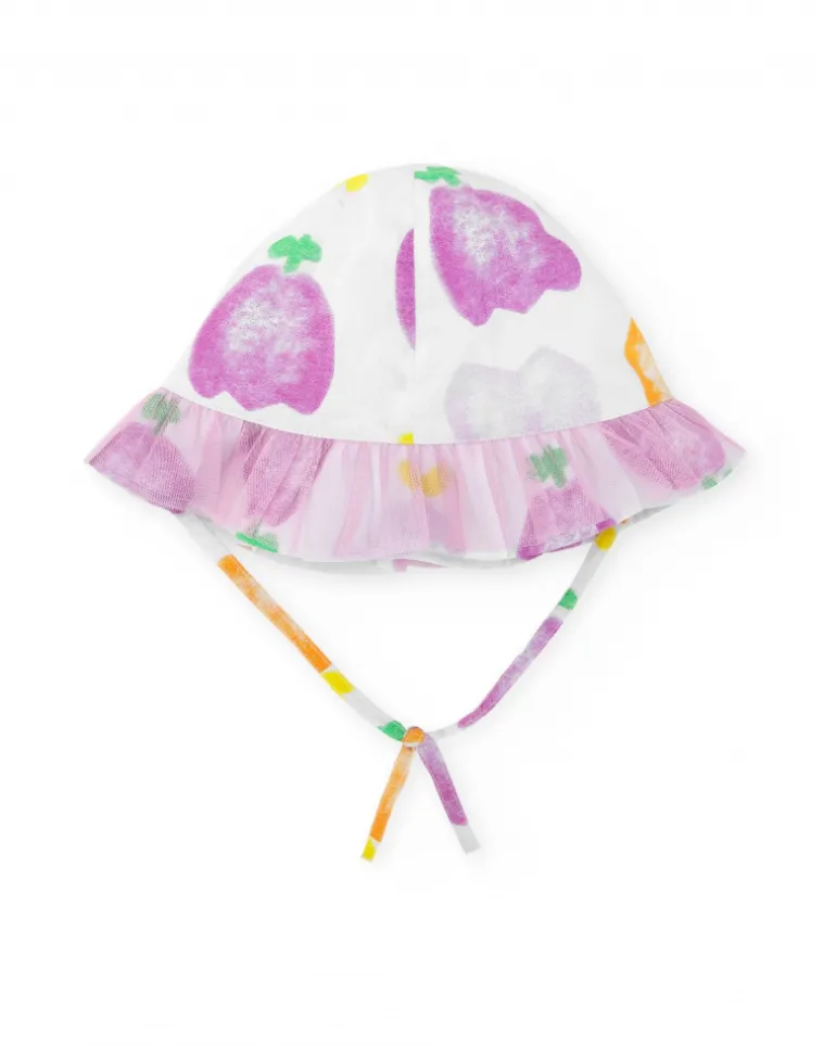 Bonnet plat pour fille couleur blanche
