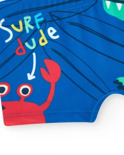 Boxer de bain bleu pour garçon avec design de crocodile et détails 3D