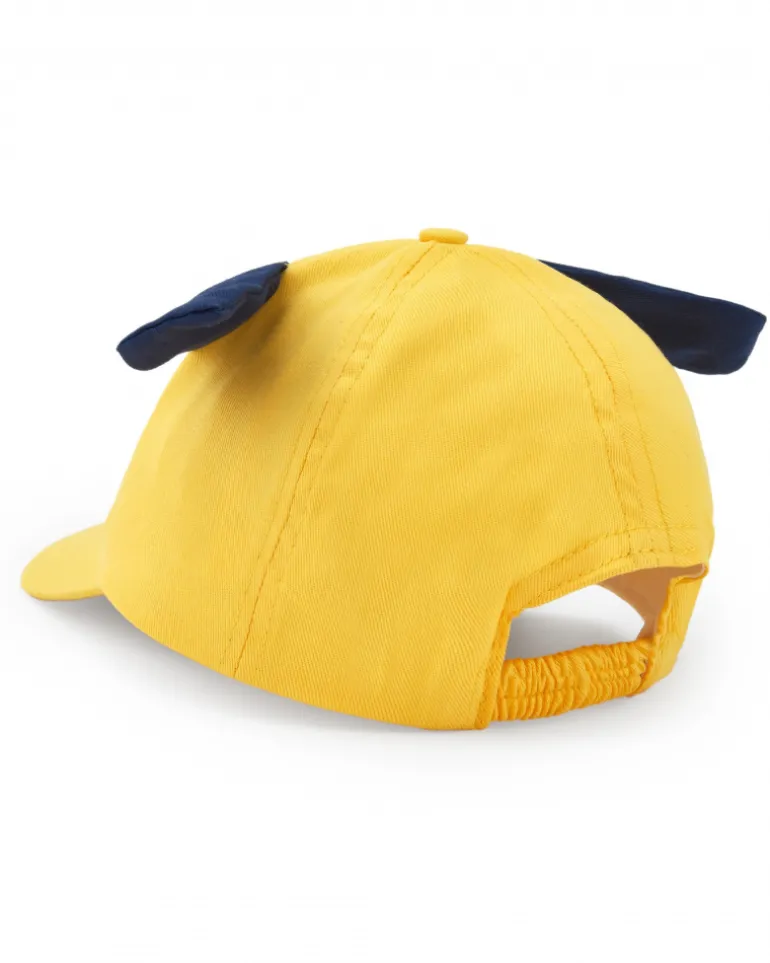 Casquette jaune pour fille avec oreilles bleues