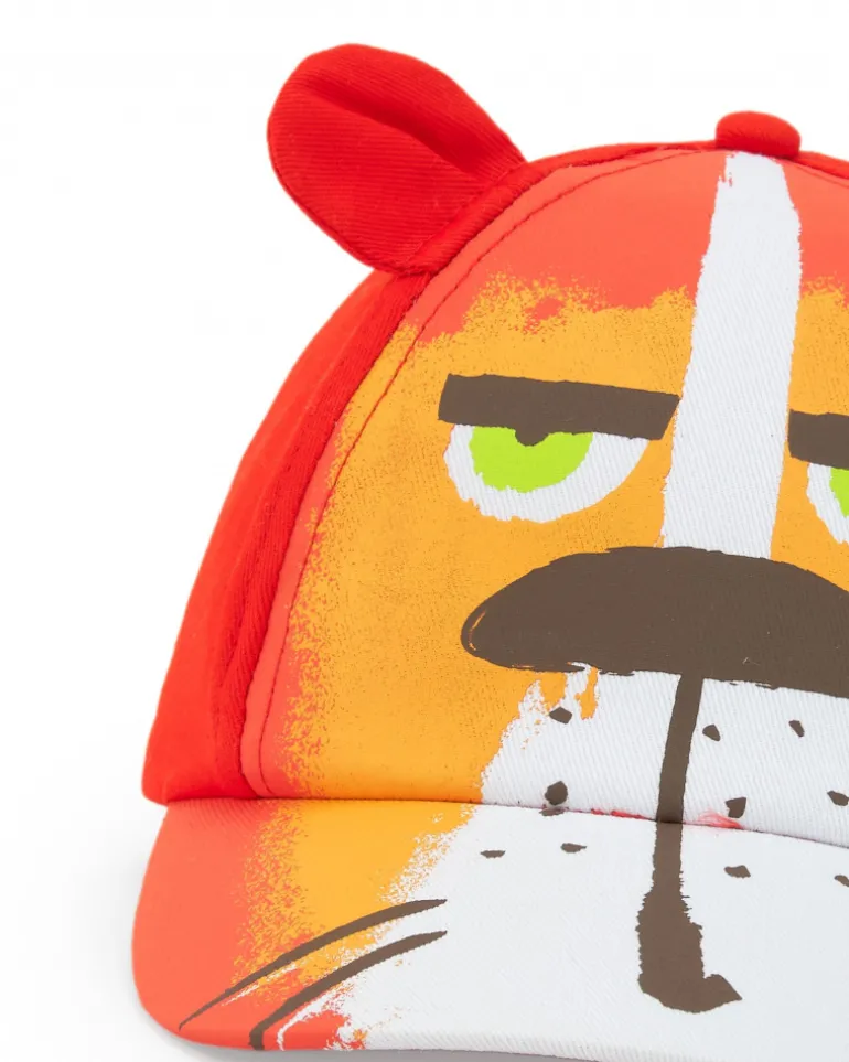 Casquette rouge pour garçon avec oreilles et design de lion
