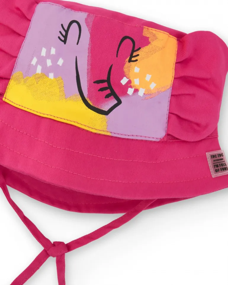 Chapeau fuchsia pour fille avec imprimé d’éphant