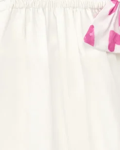 Chemise blanche pour fille avec nœud rose imprimé