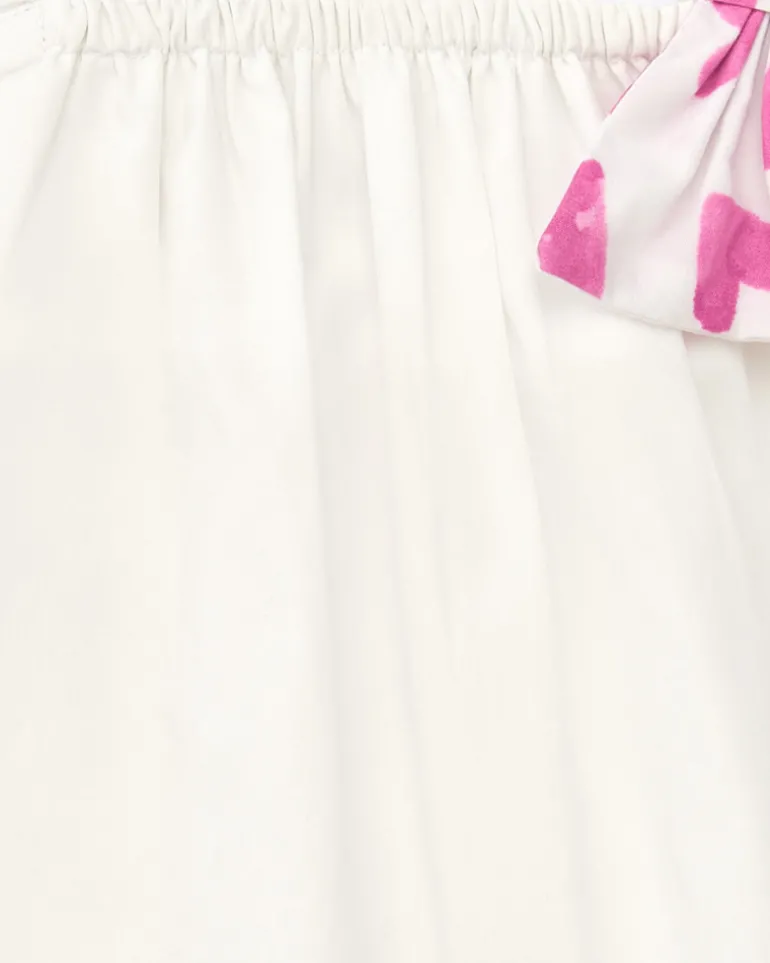 Chemise blanche pour fille avec nœud rose imprimé