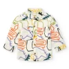 Chemise blanche pour garçon avec imprimé multicolore de dinosaures