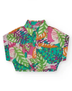 Chemise pour fille avec imprimé tropical et nœud à l’avant.