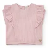 Chemise rose clair pour fille avec volants