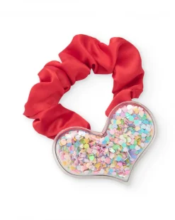 Chouchou rouge pour fille avec cœur en confettis