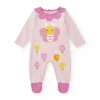 Combinaison en tricot pour fille couleur rose avec imprimé de papillon