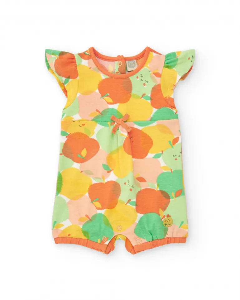 Combinaison en tricot pour fille avec imprimé de fruits et volants