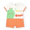 Combinaison en tricot pour garçon blanche et orange avec imprimé de pomme et message "Hi Friend!"