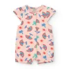 Combinaison rose pour fille avec imprimé tropical et boutons sur le devant