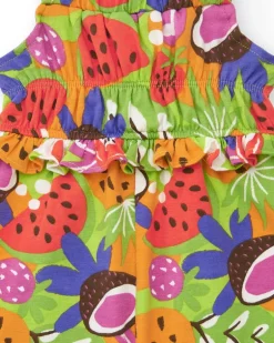 Combishort pour fille avec bretelles croisées et imprimé de fruits