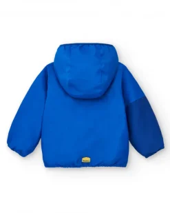 Coupe-vent bleu et jaune pour garçon avec capuche et imprimé animal